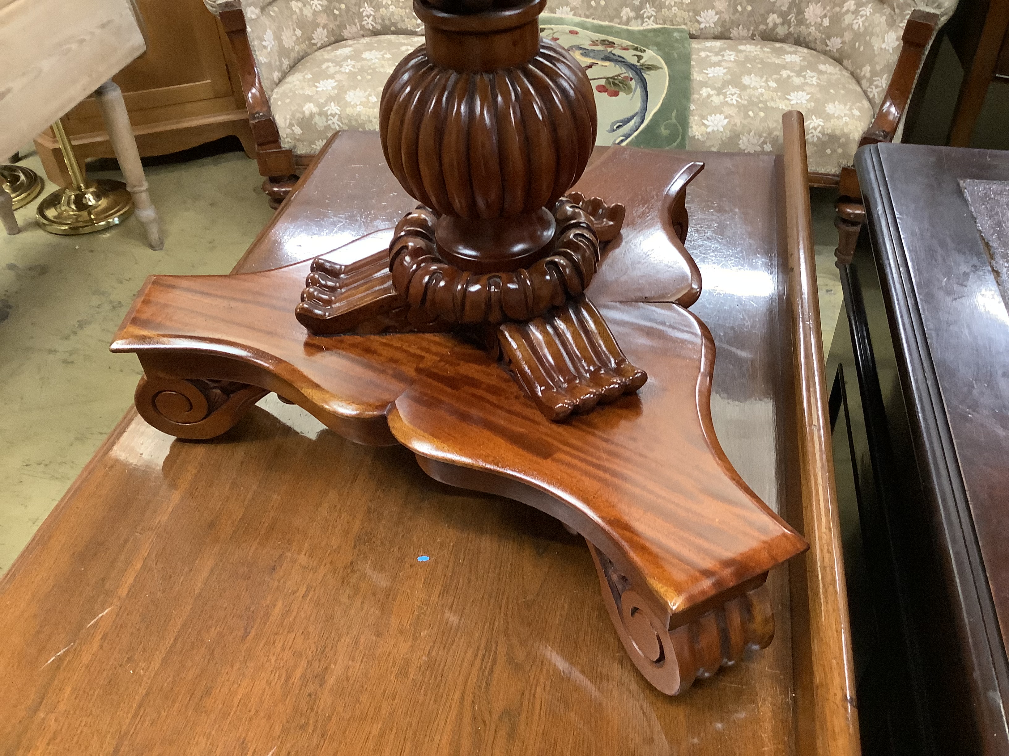 A William IV style mahogany tilt-top centre table